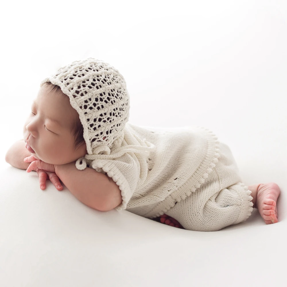 Lacy Newborn Girls Clothes for Baby Photography Props Knitted White Baby Girl Costume Newborn Photo Shoot Accessorie