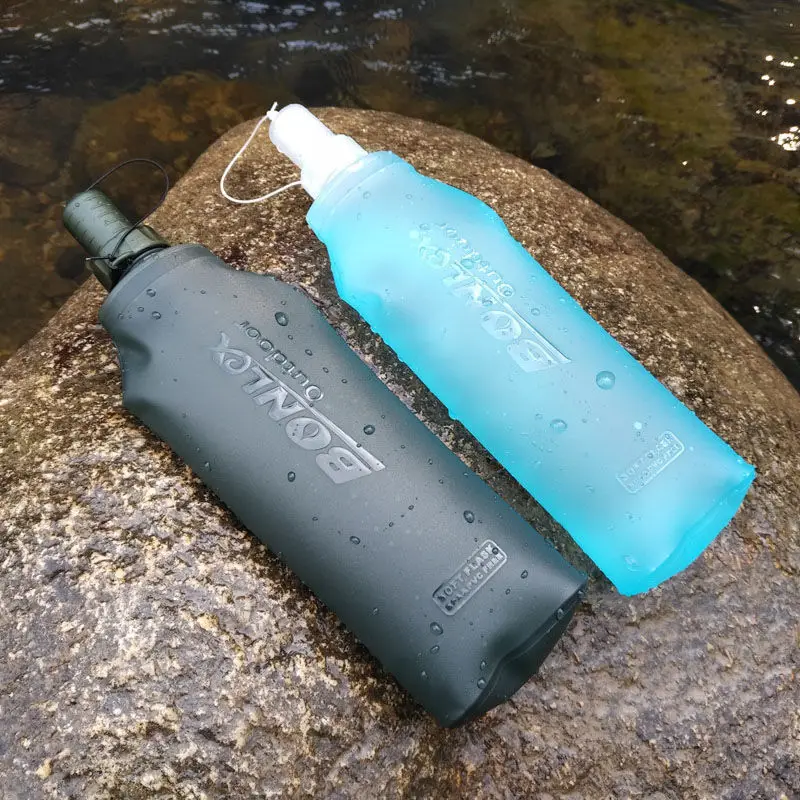 500ml 2025 Food Grade Portable Soft Water new Bottle Outdoor Sports Portable Silicone Water Nozzle Cycling and Running Waterbottle Bag