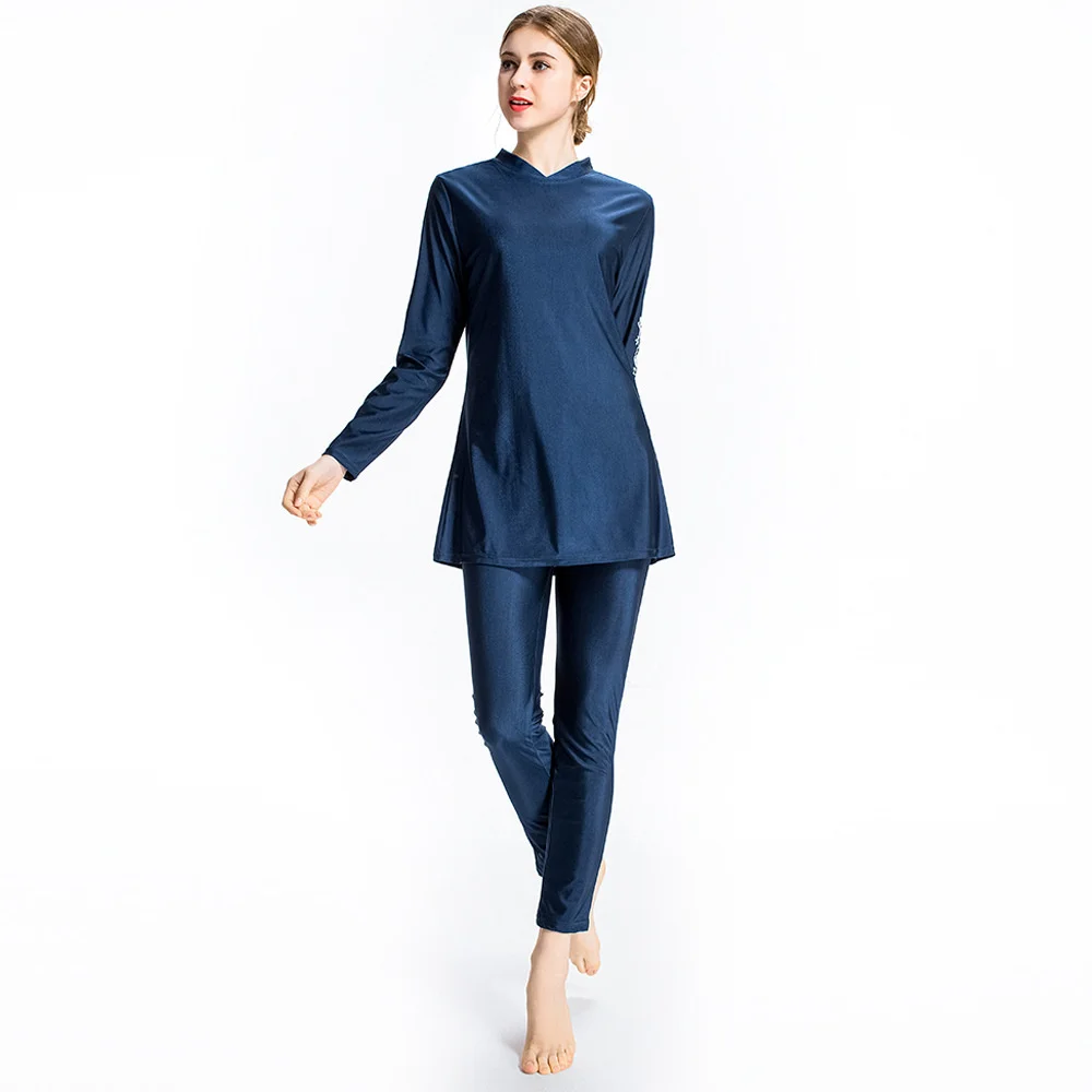 For Women Swimsuit Muslim Classic Solid Fit Swimwear Three Piece Set Large Loose Beach Suit Muscle Women's Sports Set Swim smile 's