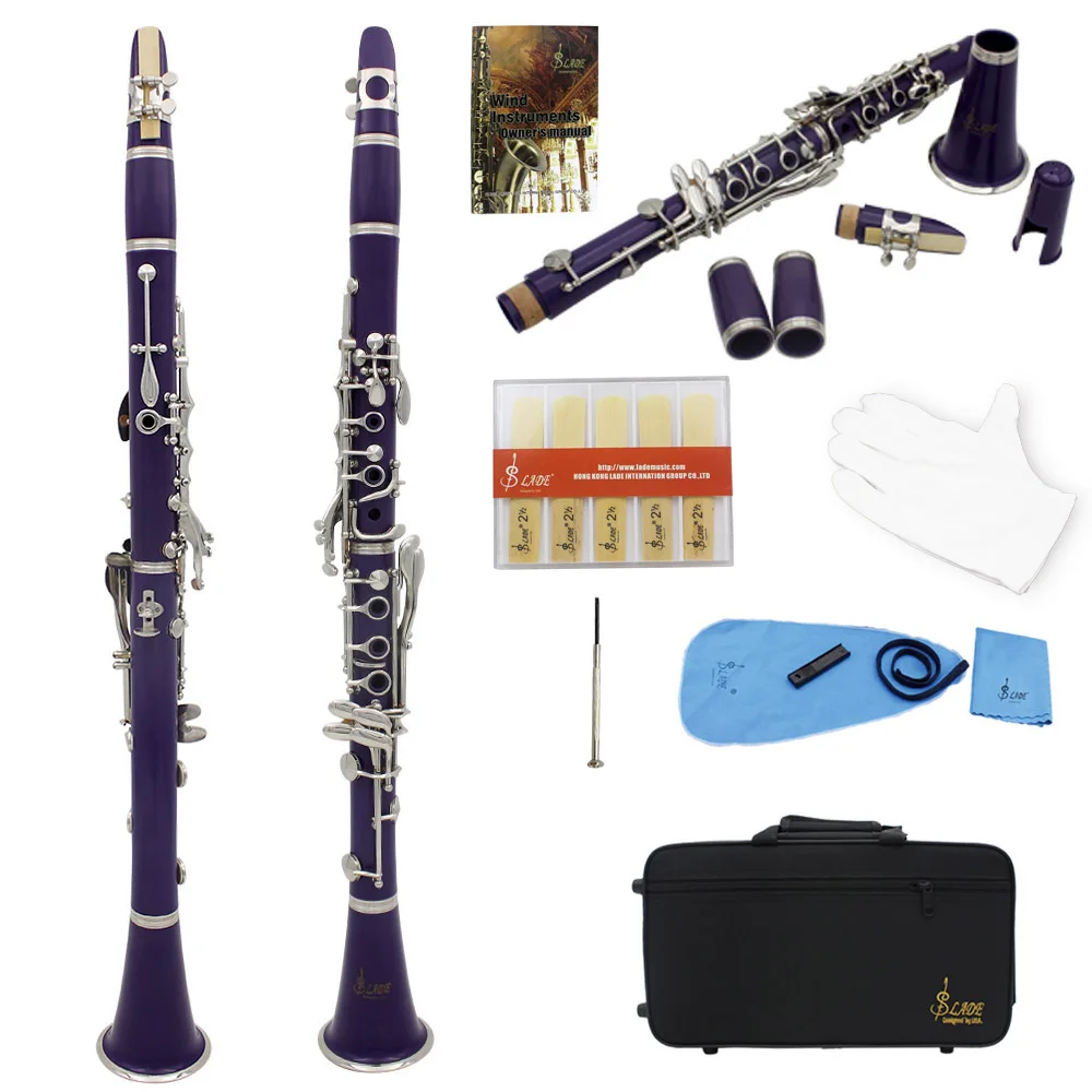 SLADE Purple Clarinet 17 Keys Bb B Flat Tone Professional Woodwind Instrument Bakelite Clarinet With Box Musical Instrument Part