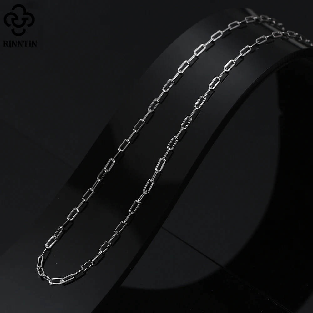 Sterling Sier Rinntin Italian 1.8x4.2mm Paperclip Chain Necklace for Women Dainty Basic Neck Chain Jewelry Gift SC64 smile