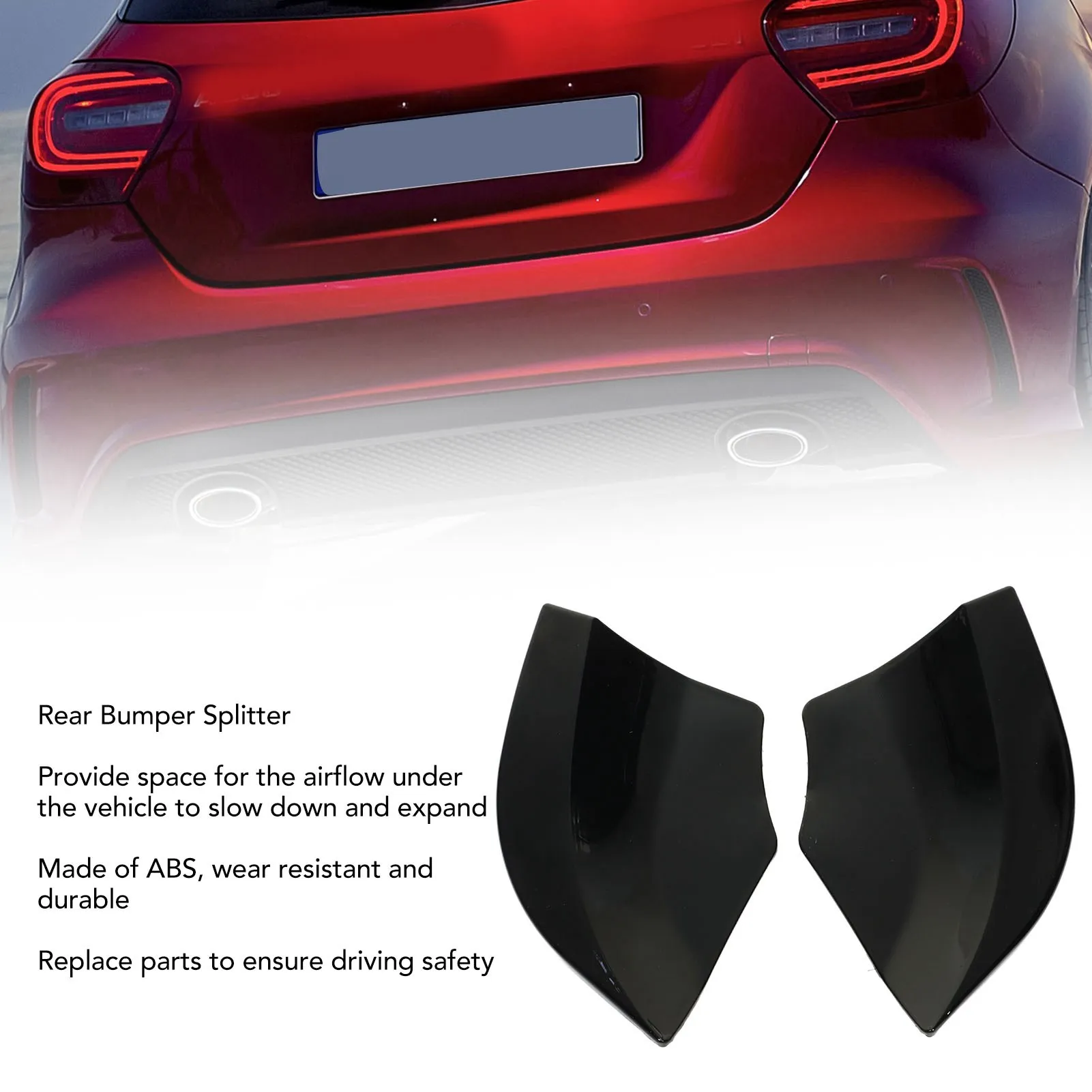 Fit For Mercedes-Benz A Class W176 AMG-Line A45 2012-2018 Car Rear Bumper Splitter ABS Automobile Rear Bumper Diffuser