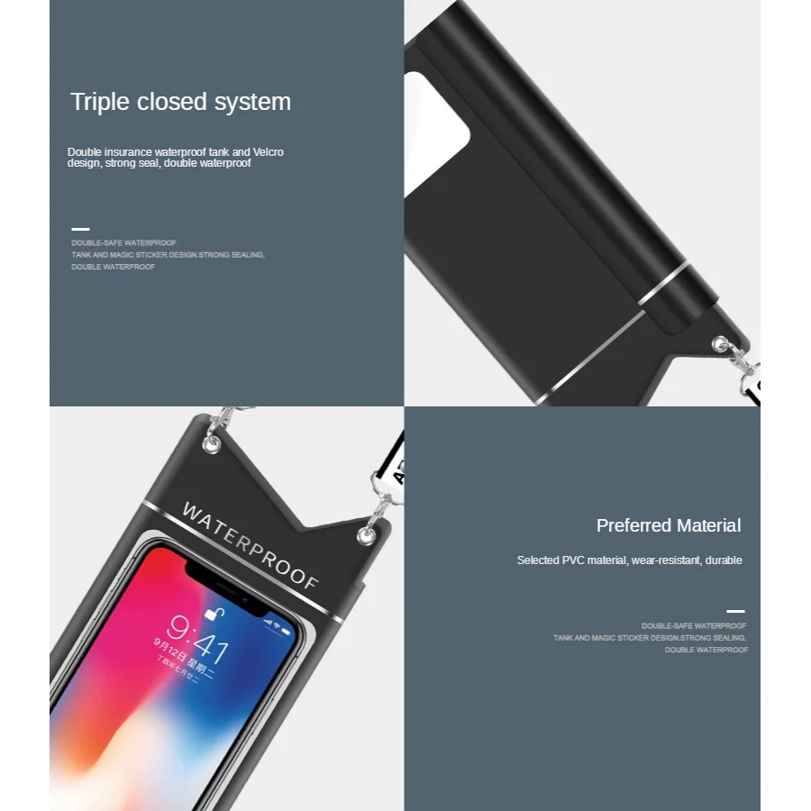 Touchscreen Waterproof Swimming Bag Beach Phone Case Cover River Trekking Boating Phone Bag Snorkelling Diving Water Sport Bag smile