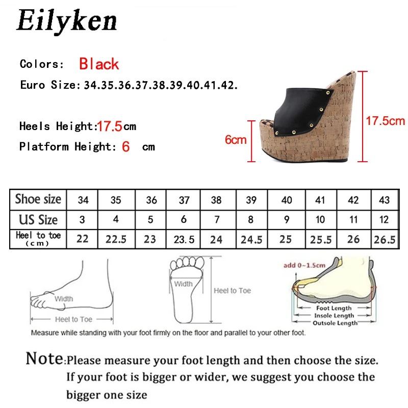 Eilyken High Quality Wedge Woman Slippers Fashion Rivet Design Peep Toe Platform Gladiator Sandals Outdoor Summer Shoes Black e52f b83