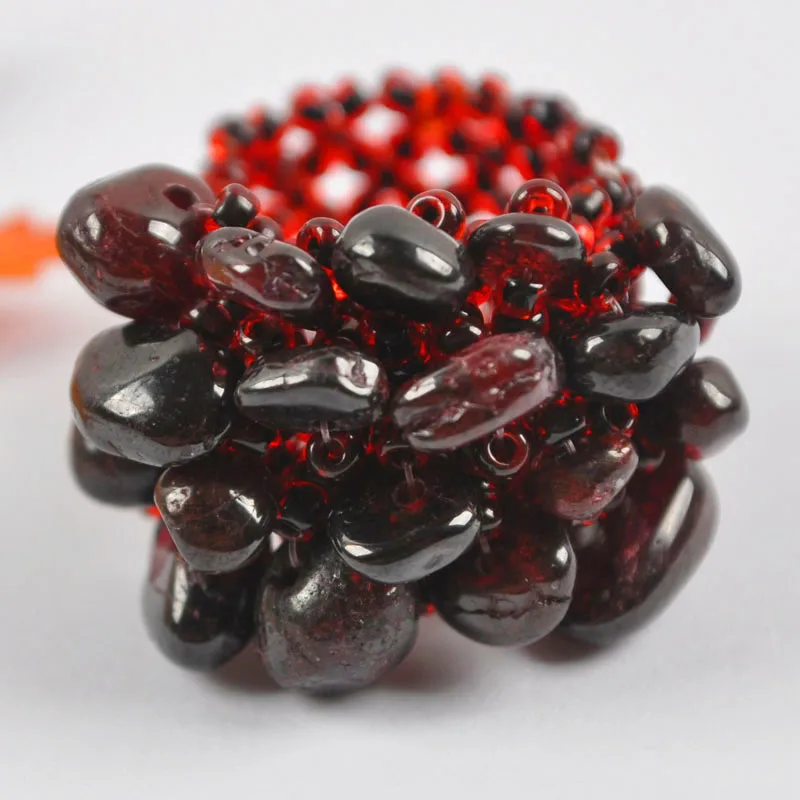 Coral Handmade Stone Beads Amethyst Crystal Quartz Agate Sodalite Turquoise Opal Garnet Elastic Finger Ring Stretch Size 8-9 smile