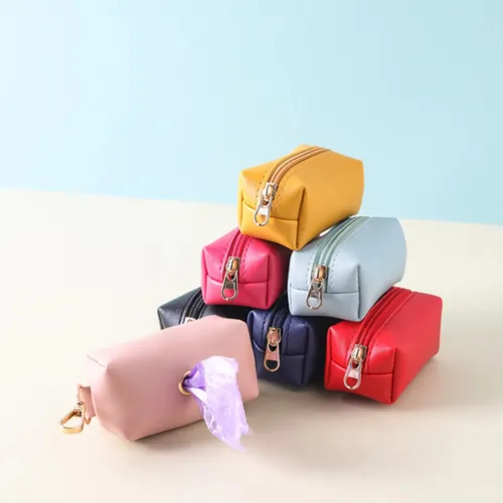 PU Leather Dog 2025 Poop Bag Dispenser with Metal Clip Pet Garbage Bag Dispenser new Waste Bags Storage Pouch For Leash and Belt