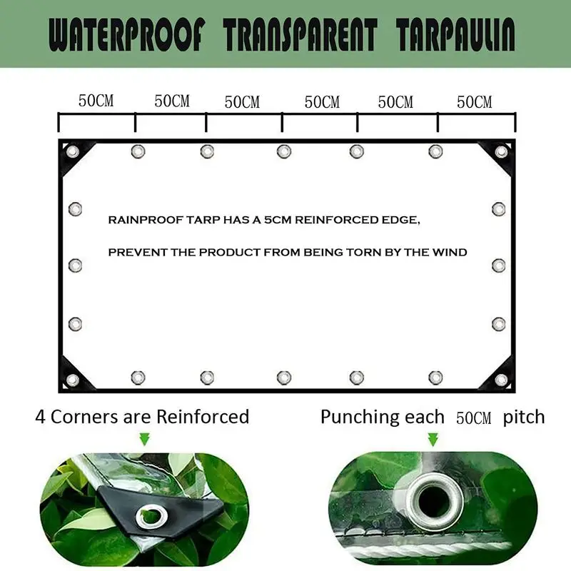 Transparent PVC Tarpaulin Clear Vinyl Tarp Winter Window Keep Warm Balcony Pergola Windproof Canopy Terrace Rainproof Cloth