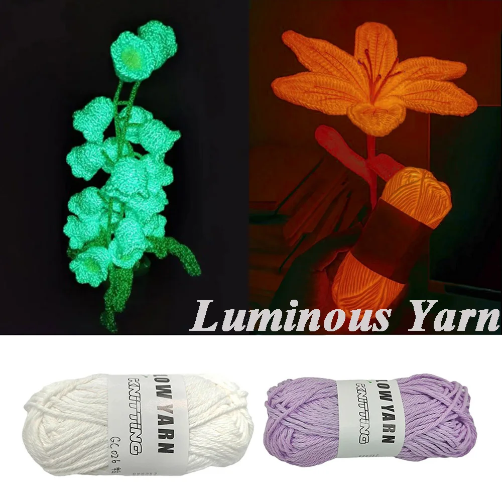 Glow New In Functional The Dark Yarn Polyester Luminous Wool Yarn Glowing 2mm For Hand Knitting Sweater Yarn Carpet DIY Cotton smile