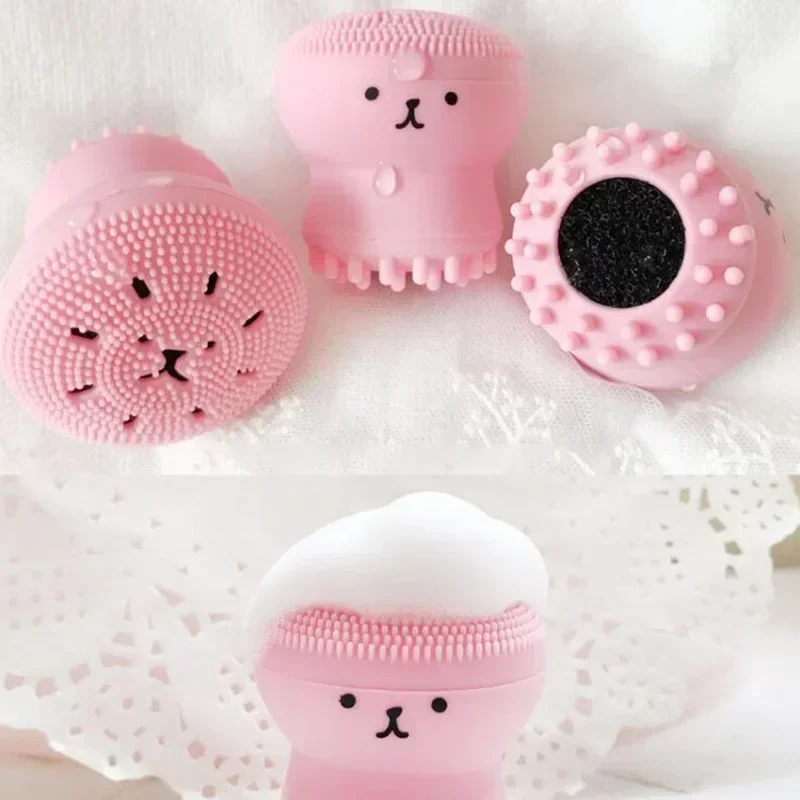 1pc Octopus Silicone Facial Cleansing Brush Makeup Removal Massage Brush Portable Soft Sponge Facial Cleanser Deep Pore Cleaning