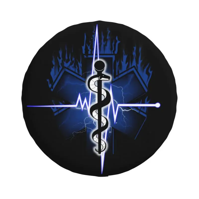 Star Of Life Spare Tire Cover for Honda CRV Jeep RV SUV Camper Emt Paramedic Medic Car Wheel Protector Covers 14" 15" 16" Inch