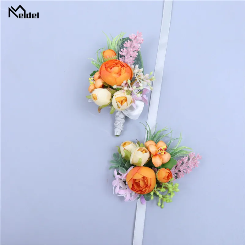 Rose Boutonniere Silk Meldel Buttonhole Wedding Corsage Bracelet Bridesmaids Groom Boutonniere Wedding Marriage Corsage Flowerss smile