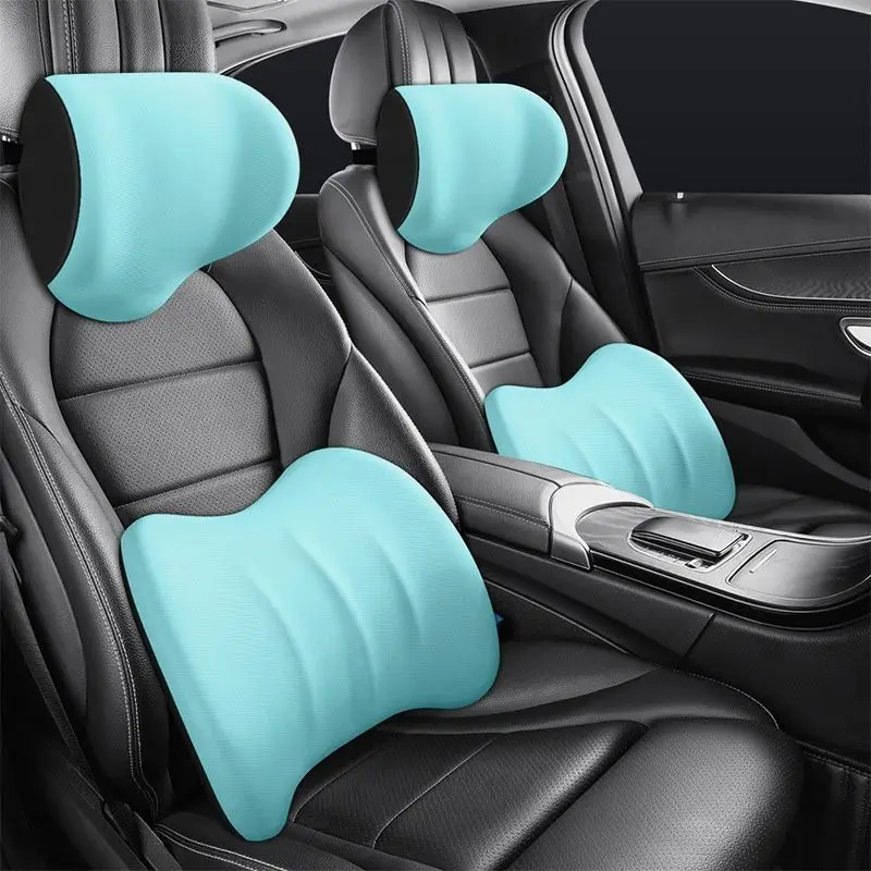 Car Seat Headrest Ergonomic Lumbar Cushion, Car Seat Headrest Travel Rest Car Neck Pillow Memory Foam Car Lumbar Support smile Cushion,