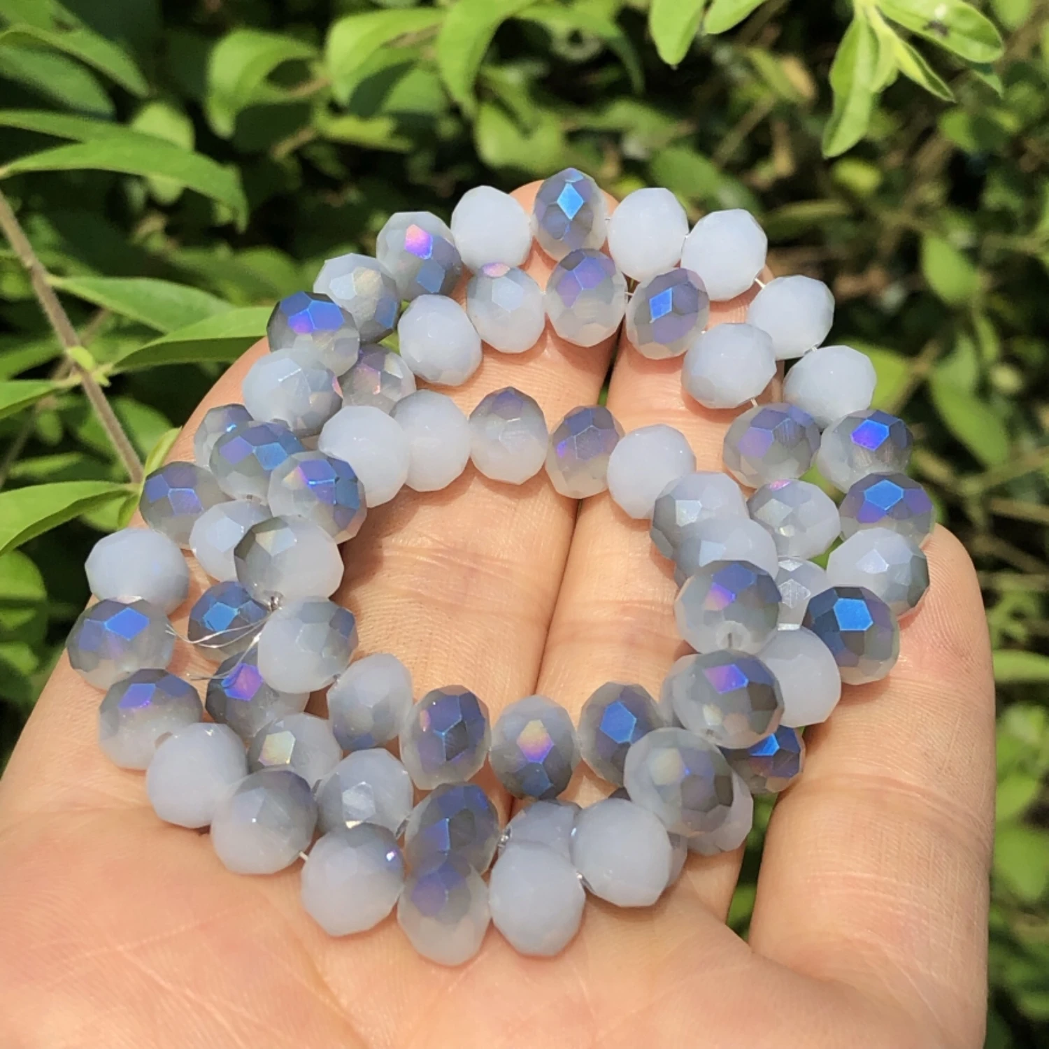 Wholesale White Jades AB Blue Rondelle Austria Crystal Glass Flat Round Loose Beads For Jewelry Making DIY Accessories Earrings