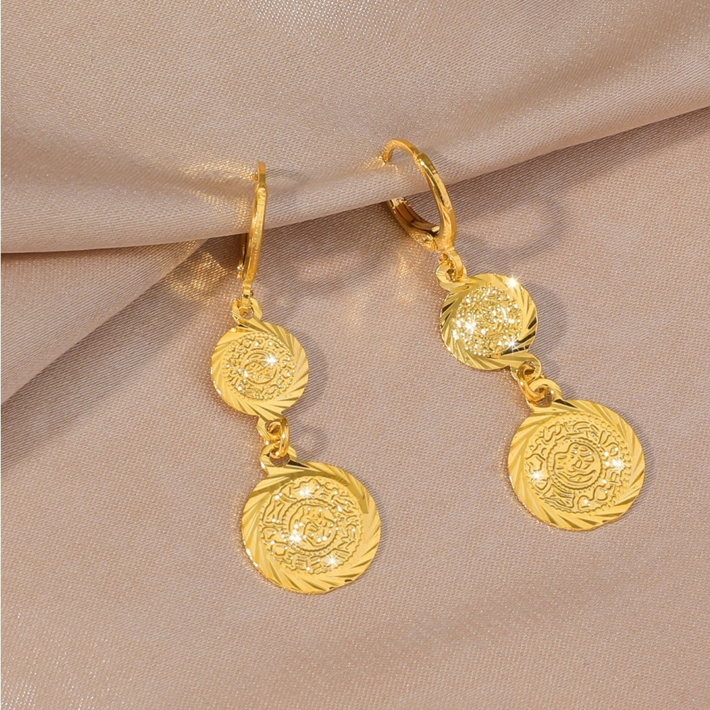 Stud AYONG Tassel Coin Dangle Earrings 18k Gold Plated Round Earring For Middle East Turkish Arabic Women Bridal Wedding Jewelry 230824