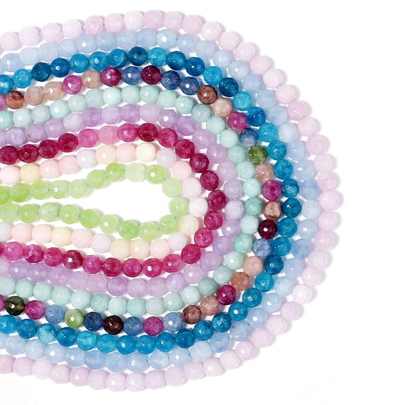 1Pack of 6mm 1mm 58pcs 9 Colors Smooth Faceted Stone Beads Removable Bulk for DIY Jewelry Accessories & Wholesale