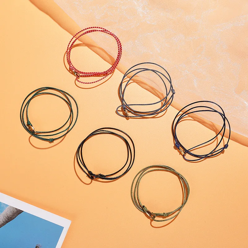 2023 Trendy Layered Wax Rope Thread Bracelet Men Women Lobster Wrap Surfer String Bracelet For Men Jewelry Pulseras Hombre