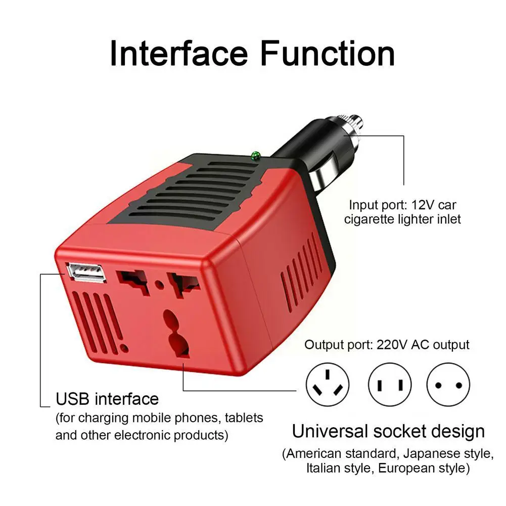 150W 75W Car Power Inverter 12V DC To 110V 220V AC Portable Auto Voltage Converter Adapter Car USB Charger Inverter For Vehicles