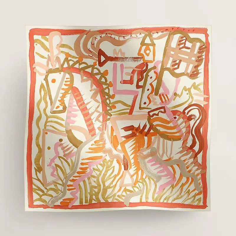 Vintage Horse Print Scarf For Women Twill H Shawls Foulard Femme Carriage Pattern Large Scarves H Silk Men Square 121