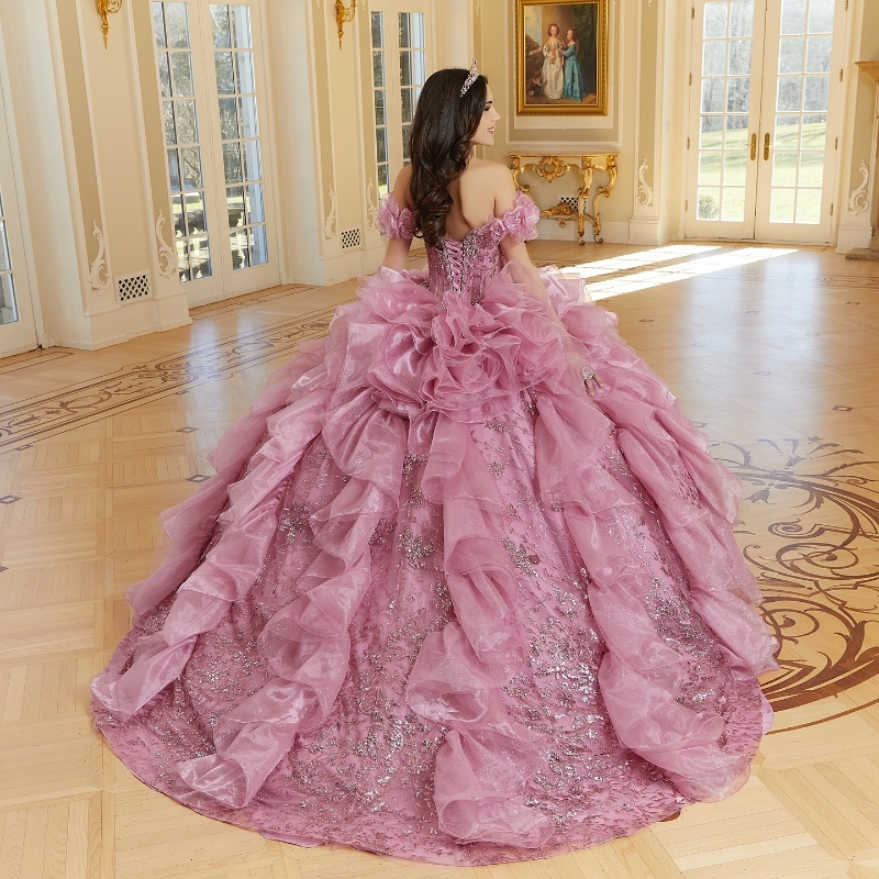 Red Quinceanera Dress Ball Gown Off The Shoulder Lace Appliques Beaded Tull Tiered Sweet 16 Dress Court Train Vestidos De 15 Anos