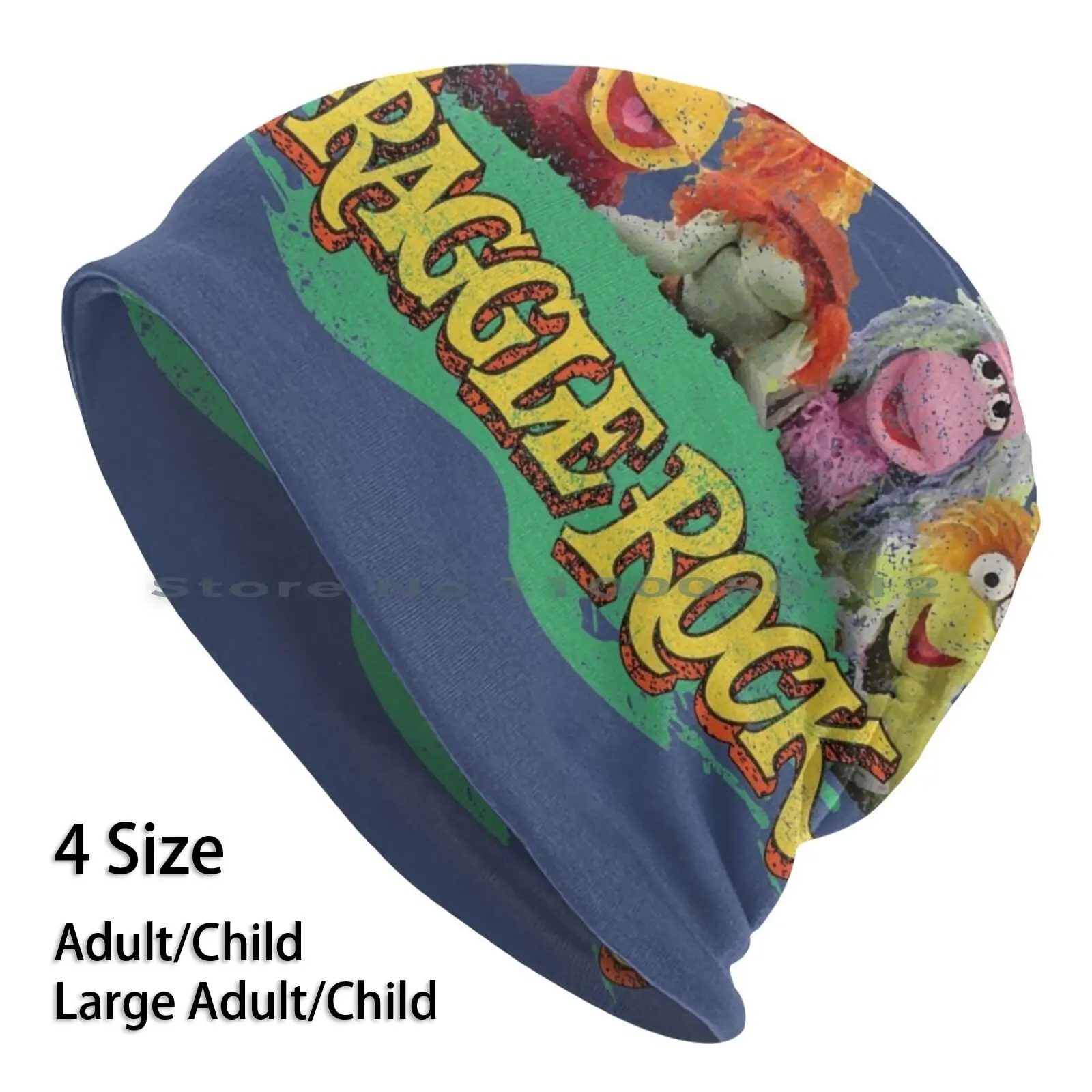 Rock Stars 80s Party Distressed Faded Vintage Beanies Knit Hat Fraggle Rock Red Dance Cares Away Wembley Godo Jem Holograms