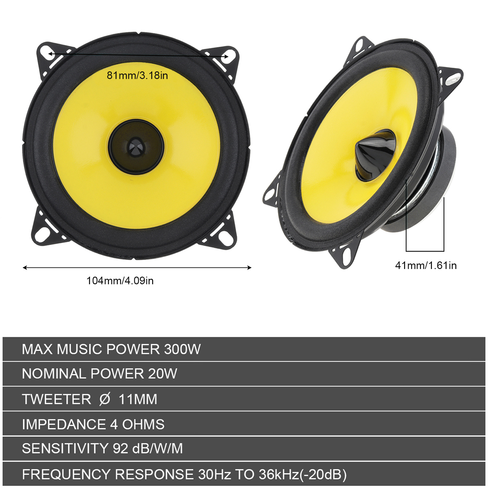 2pcs 4/5 Inch 300W/400W Car Audio Speakers Universal Heavy Mid-bass Ultra-thin Modified Subwoofer Non-destructive Installation