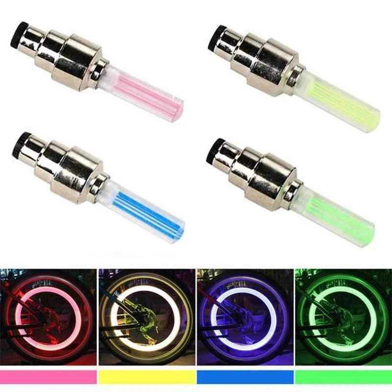 LED 2PCS Bike Light Flash Wheel Tire Vae Cap Car Lights 4 Colors Tire Lamp For Car Motorcycle Bicycle smile