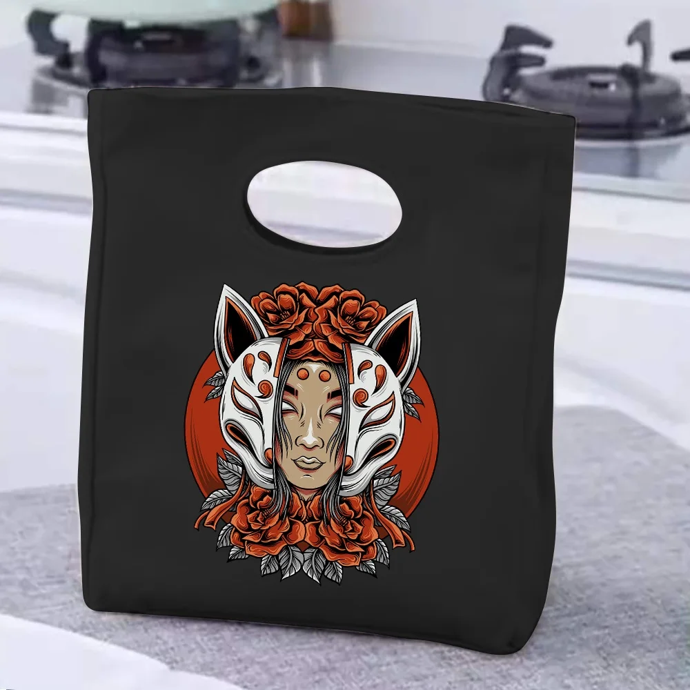 Lunch Thermal Food Picnic Bags Lunch Box Portable ddmysmile Insulated Mask Print For Men Women Kids School Dinner Container Bento Pouch Smile