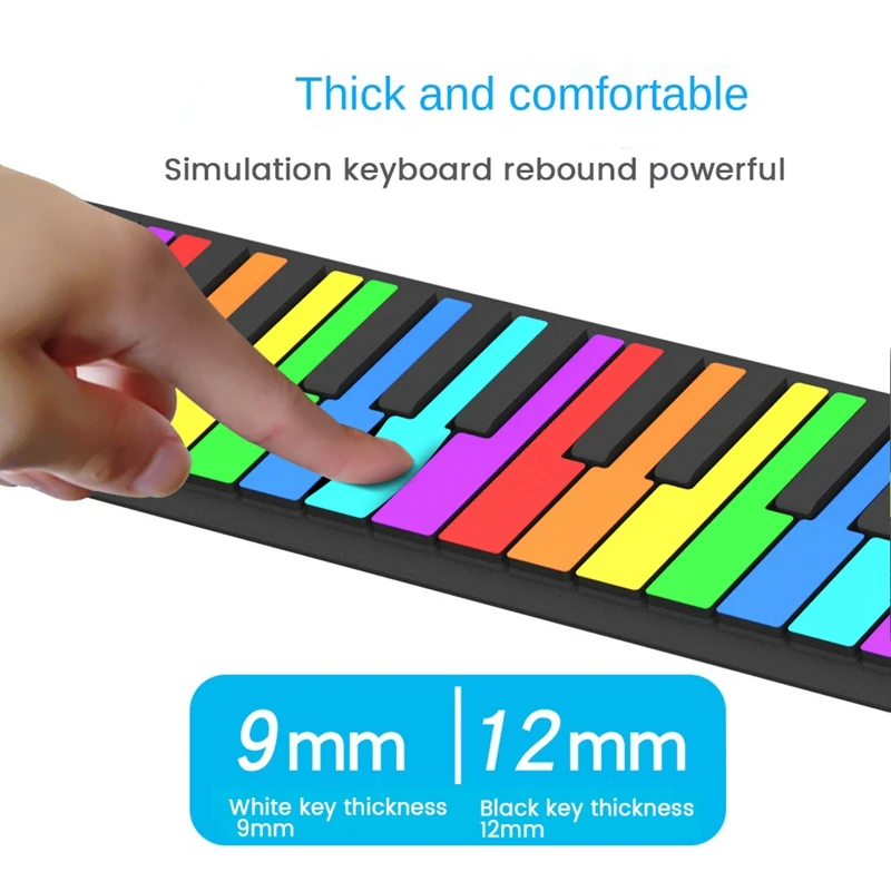 49 Keys Digital Keyboard Flexible Roll Up Piano With Loud Speaker Electronic Hand Roll Piano For Music Lovers Beginners