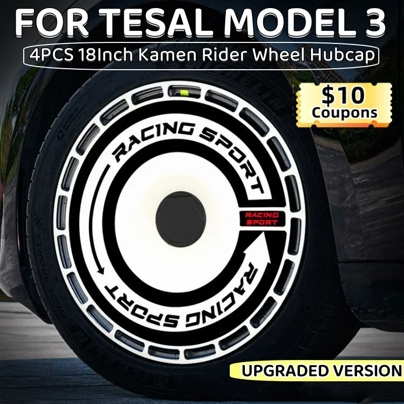 18 Inch Hub 4PCS Cap Hight Performance Replacement Wheel Hubcap For Tesla Model 3 2020-2023 Wheel Cap Full Rim Cover Accessories smile