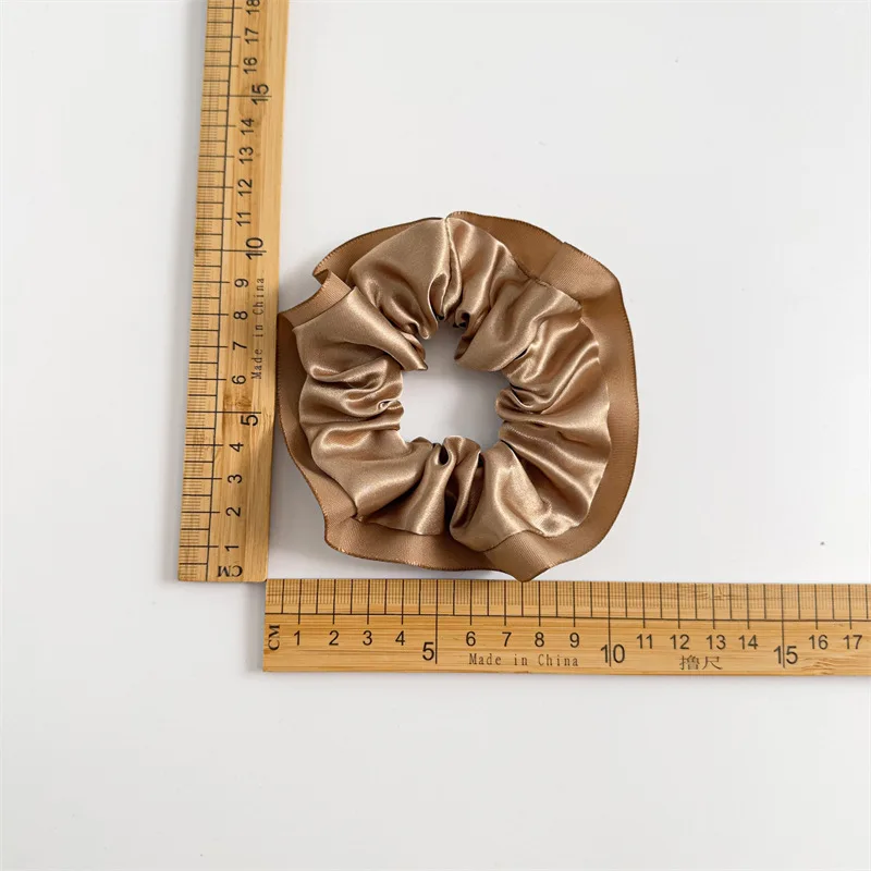Hair Silk Korea Ruffles Scrunchies Elastics Hair Band Solid Color Hair Ties Rubber Bands Satin Ponytail Holder Hair accessories smile