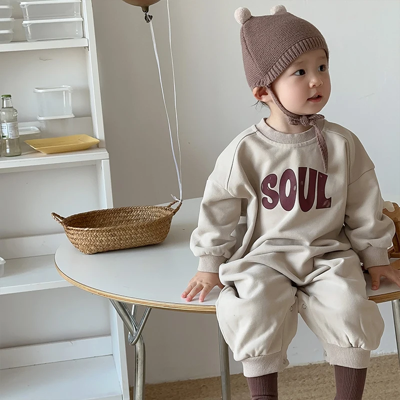 New 2023 Baby Autumn Korean Children's Wear Baby Bodysuit Autumn ddmysmile Sweetheart Boys' Printed Letter Creeper Smile Boys'