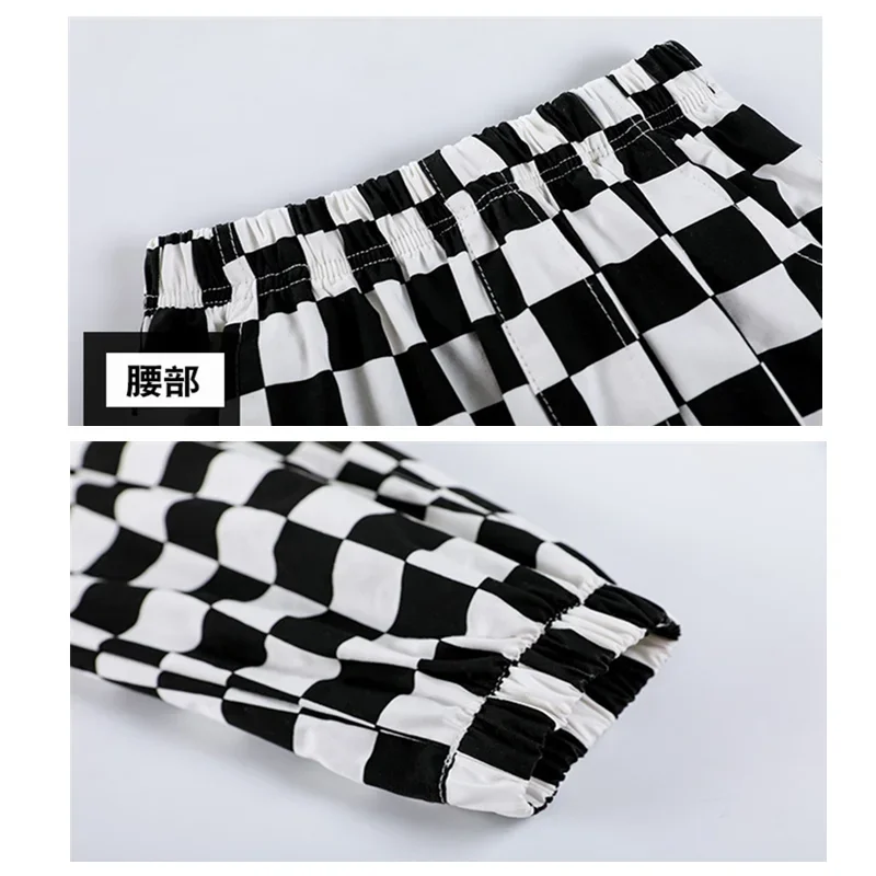 Hop Boys High Hip Collar Vest Sweatshirt Plaid Joggers Outfits Girls Cargo Pants Clothes Sets ddmysmile Child Jazz Costume Kids Streetwear Smile