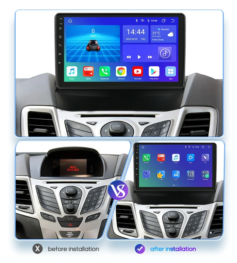Android 12 Car radio for Ford Fiesta 2009 2010 2011-2017 Multimedia Video player 2din 7862 Octa Core GPS Stereo 4G dsp Carplay