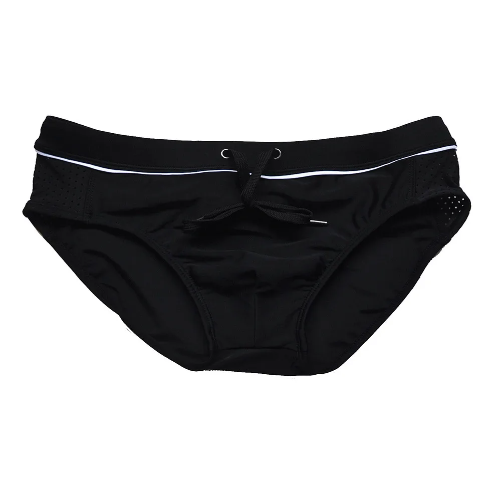 Men's Swimwear Sexy Slip Bikini Swim Briefs for Men Low Waist Black Men Shorts Mesh Cord Surf Beachwear