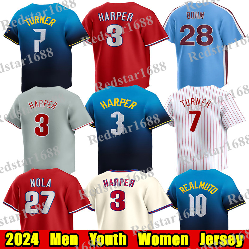 Custom S-4XL 2024 City Connect baseball jersey Harper Trea Turner Rhys Hoskins JT Realmuto Schwarber Nick Castellanos Philly Bryson Stott Men Women youth jerseys