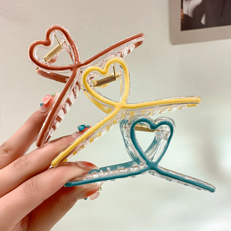 Large Love AISHG Alloy Shark Clip for Women Korean Style Hair Clamp Female Hair Accessories Headwear Ladies Head Grab Clip smile