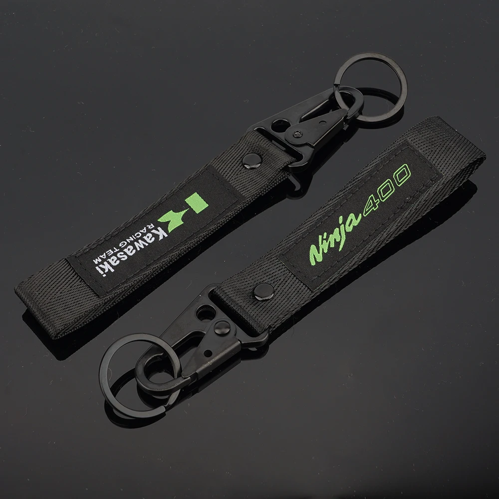 For Kawasaki Ninja 400 Ninja400 Keychain Motorbike Both Side Embroidered Keyring Key Chain Holder Ring Motorcycle Accessories