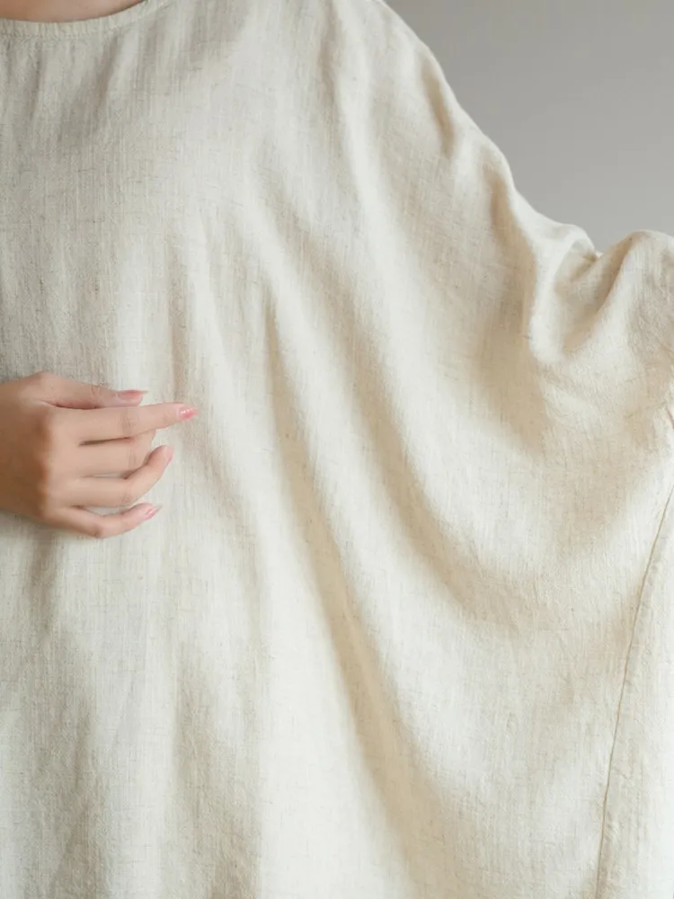 Johnature Bat Sleeve Women Linen T-Shirts Solid Color Loose Tops O-Neck Summer New 2024 Women Clothes Original Vintage Tshirts smile