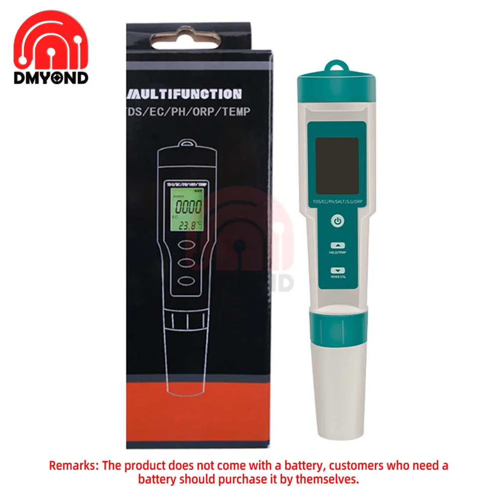 7 1 Digital in Water Quality Tester Water Quality Measurement Tool Test Pen PH/TDS/EC/Salinity/ORP/S.G/Temperature Measuring smile