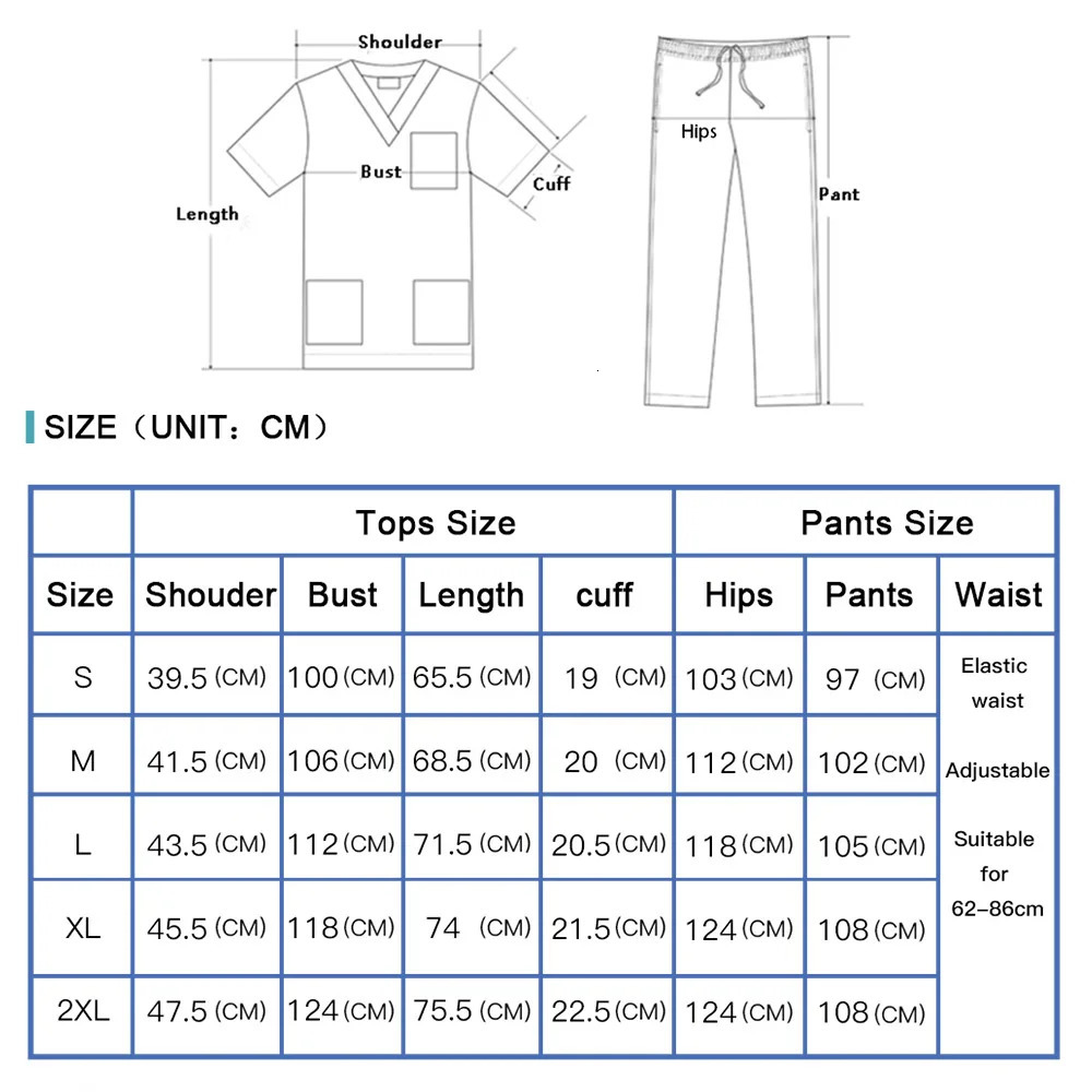 Suits Multicolour Jogger Doctor Nursing Uniforms Short Sleeve V-Neck Tops Pocket Pants Nurse Scrubs Set Clinical Clothes 2