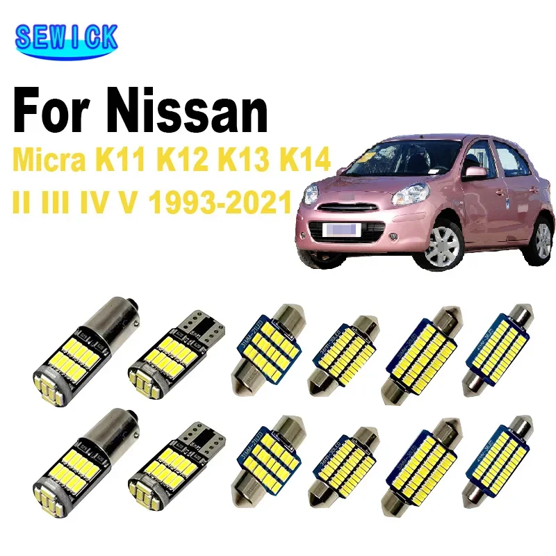 Canbus LED Interior Light Kit For Nissan Micra K11 K12 K13 new K14 II III IV V 1993-2016 2017 2018 2019 2020 2021 2025 Car Led Bulbs