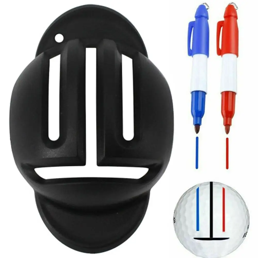 Golf 1 Set Circle Ball Liner 360 Degree Mark Clip with Pen Plastic Marker Line Aids Alignment Golf Ball Marker T Line Marker smile