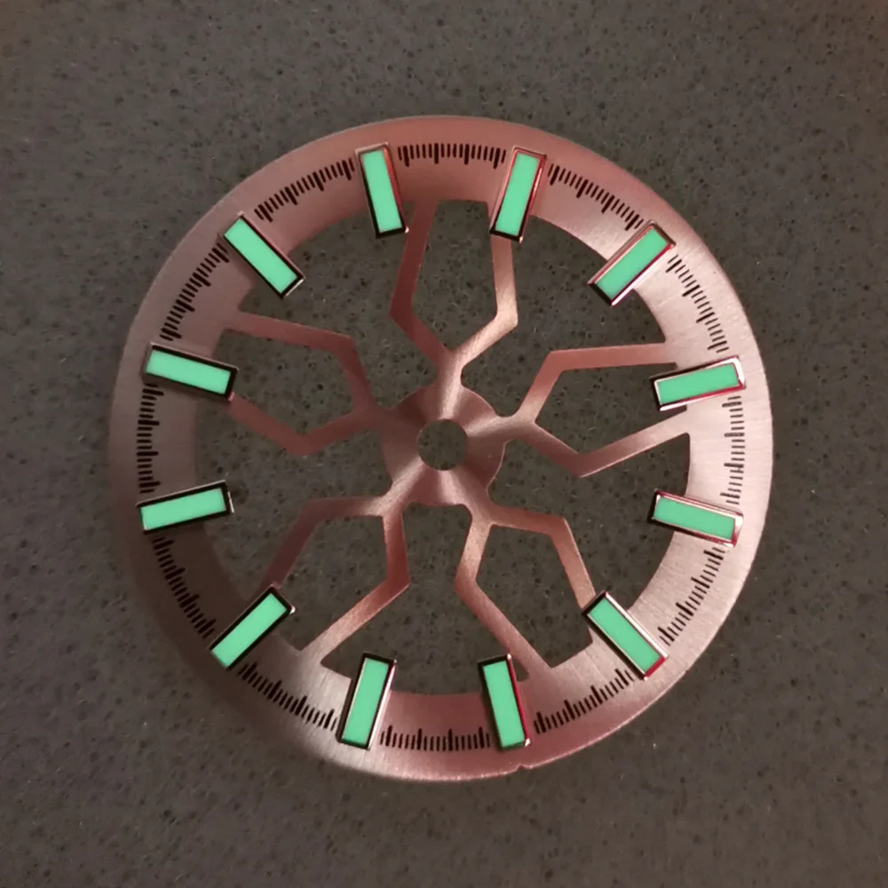 28.5MM Hollowed Watch Dial New Green Luminous Modified Watch Accessories Watches Faces for Japan NH70 Movement