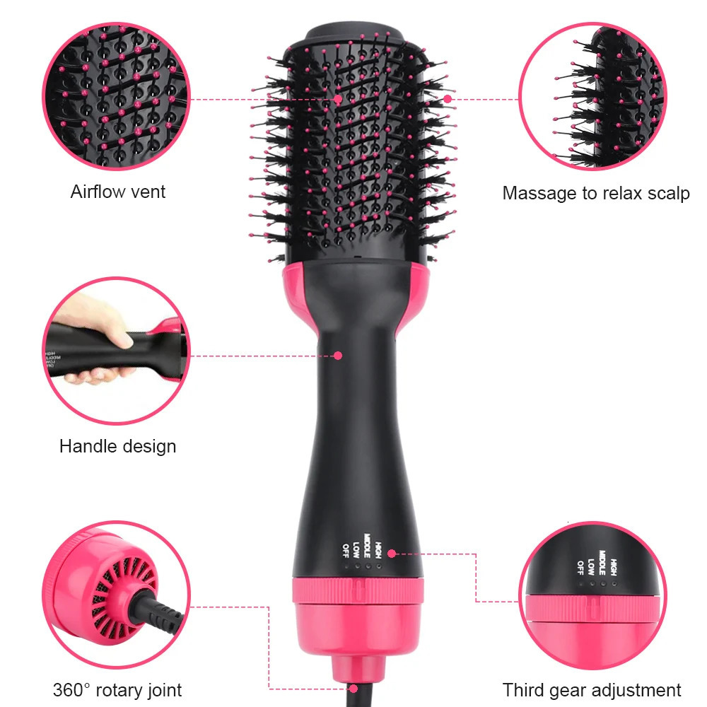1000W Hair Dryer Air Brush Styler and Volumizer Hair Straightener Curler Comb Roller One Step Electric Ion Blow Dryer Brush 240527