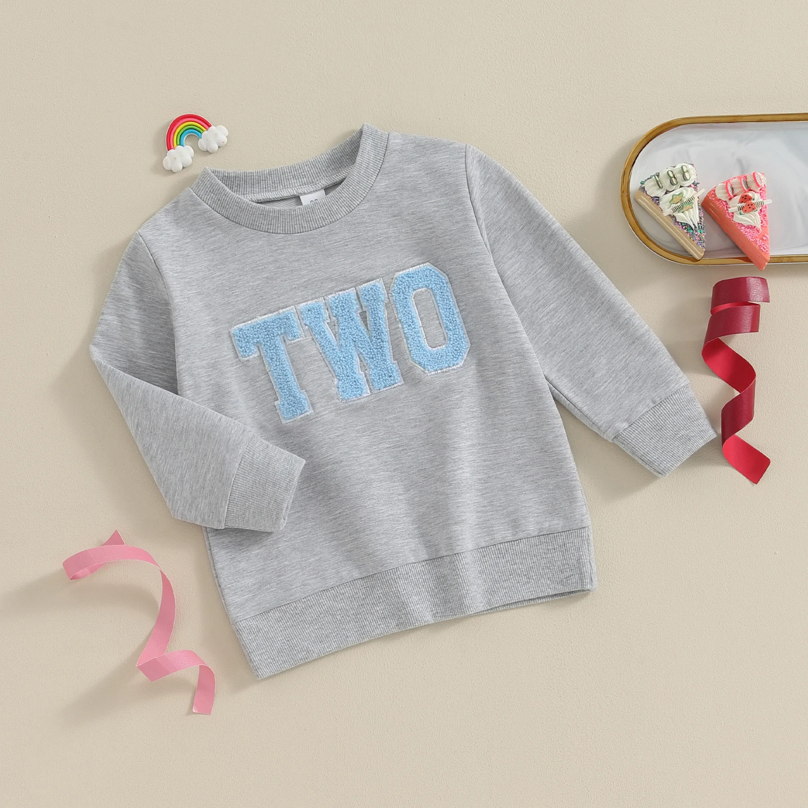 FOCUSNORM 1-5Y Toddler Kids Boys Girls Birthday Sweatshirt 2 Colors Letter Embroidery Long Sleeve Pullovers Autumn Tops