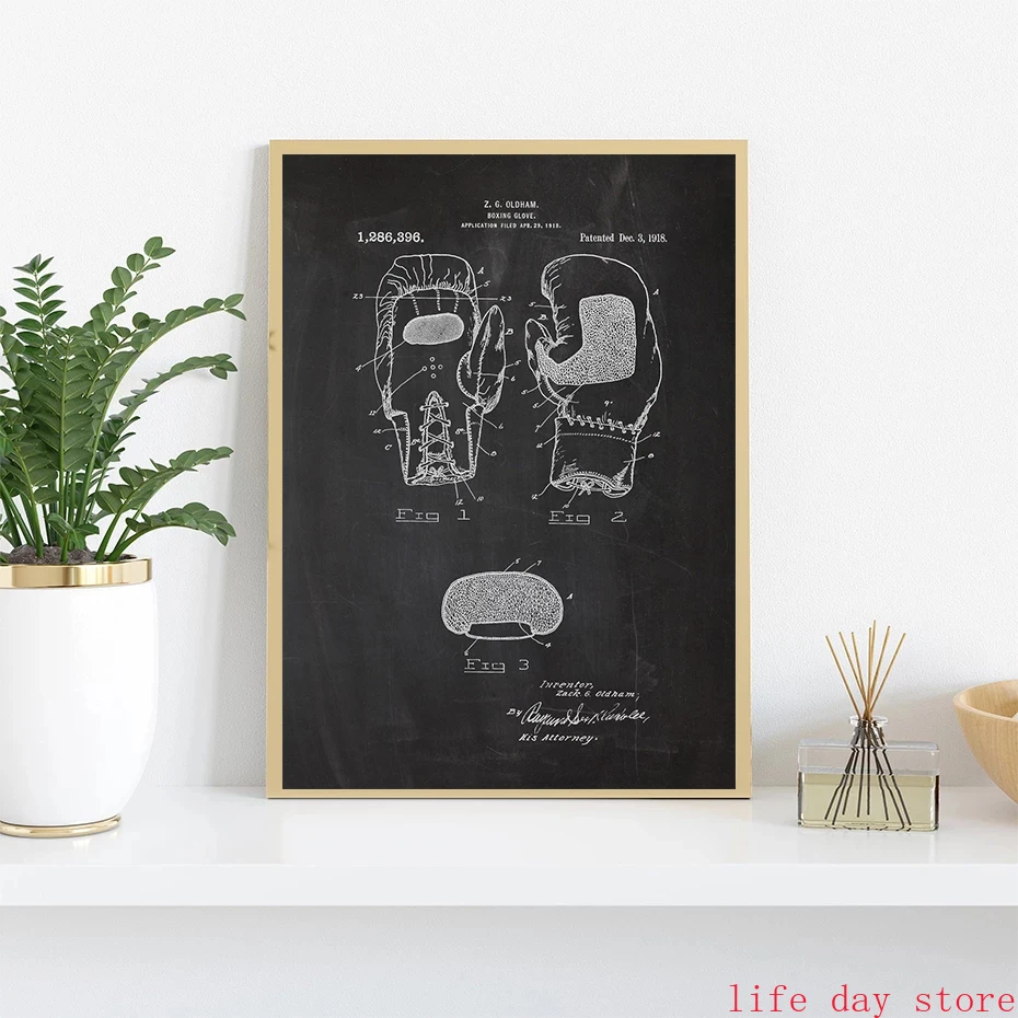 Patent Vintage Drawing Sport Poster Tennis Racket Table Tennis Racket Helmet Boxing ddmysmile Glove Patent For Living Room Home Decor Smile