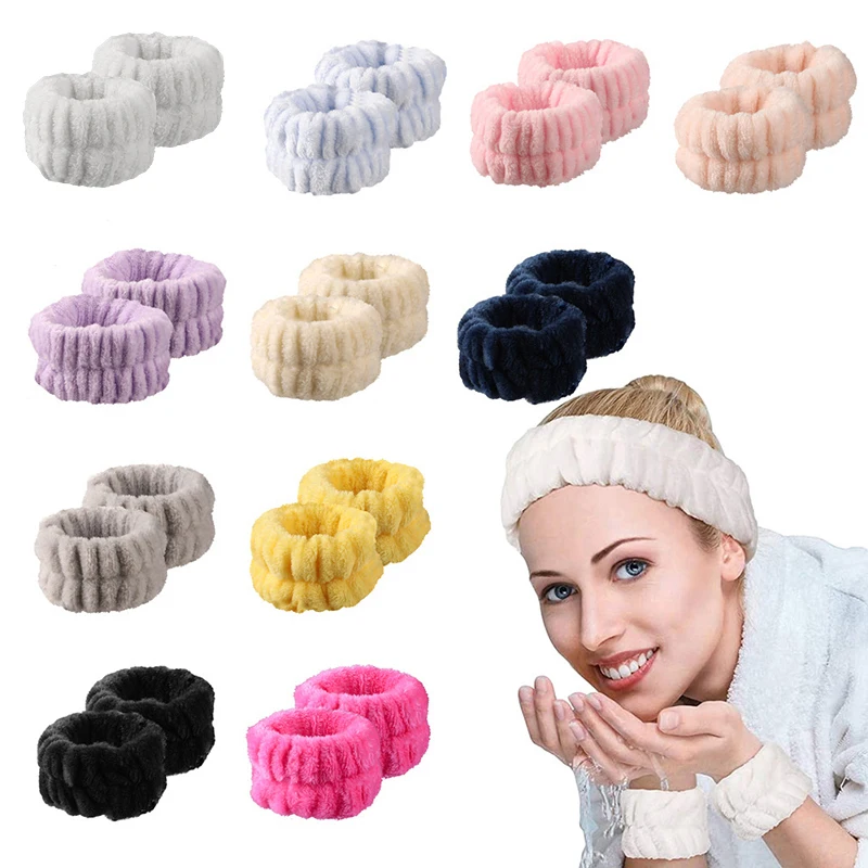 Face For Headbands Wash Women Coral Fleece Hair Bands Cuff Waterproof Bands Absorbent Wristbands Head Band Hair Accessories Set smile