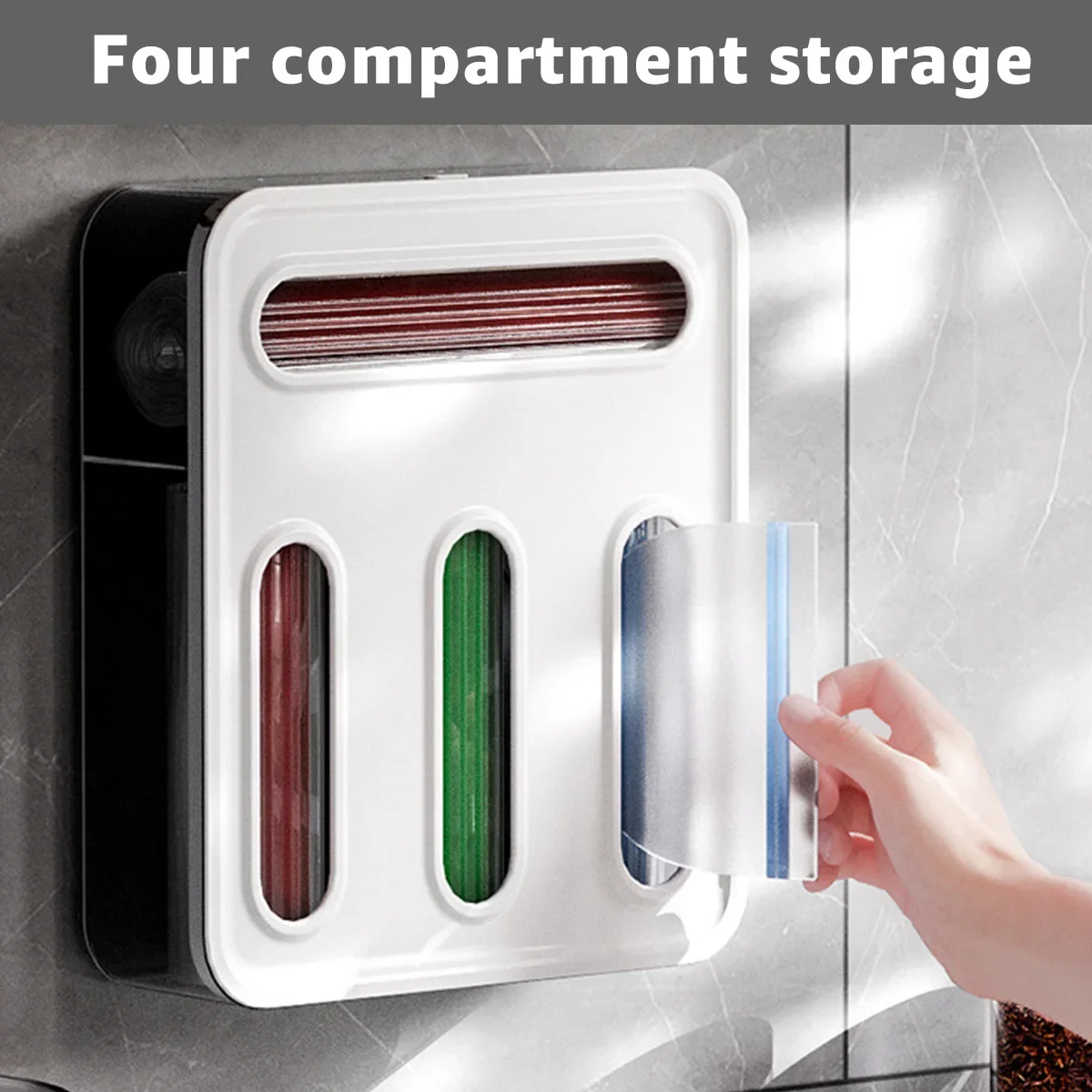 Multi-Slot Snack new Bag Dispenser No Punching 2025 Wall Mounted Sand Bags Storage Box Freezer Bag Storage Organizer for Kitchens
