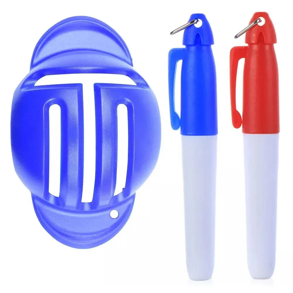 Golf 1 Set Circle Ball Liner 360 Degree Mark Clip with Pen Plastic Marker Line Aids Alignment Golf Ball Marker T Line Marker smile