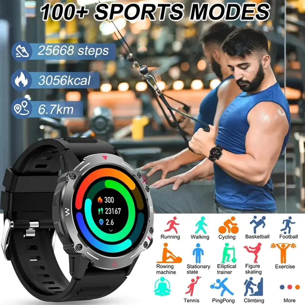 SENBONO AMOLED Military Rugged Smartwatches Men HD Screen Heart Rate Bluetooth Call NFC Ai Voice Fitness Smart Watches for Men